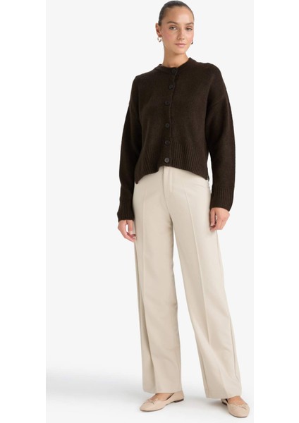 Regular Fit Bisiklet Yaka Düğmeli Triko Hırka F3031AX25WN