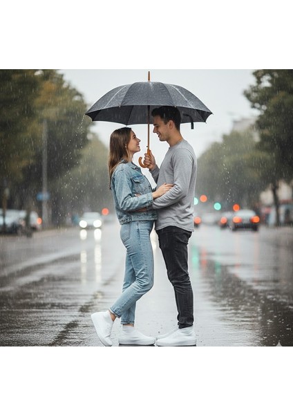 Silikon Ayakkabı Kılıfı Koruyucu – Kaymaz Tabanlı Su Geçirmez M Beden (Siyah / Beyaz)