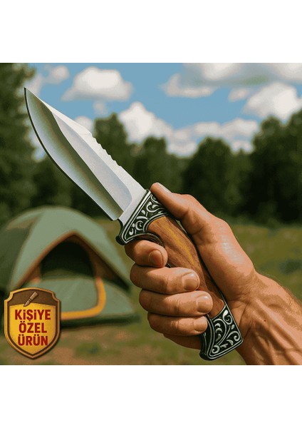 Columbia Ceviz Ağacı Saplı Isme Özel Yazılı 9CR13MOV Kalite Paslanmaz Çelik Avcı ve Kamp Bıçağı fiyatları