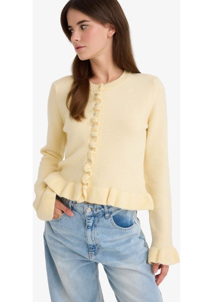 Regular Fit Bisiklet Yaka Triko Hırka