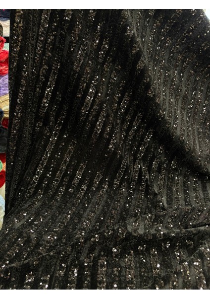 Siyah Pullu Kadife Kumaş fiyatları