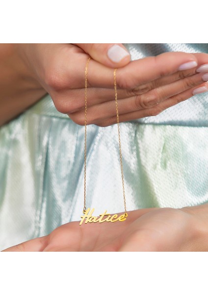 Yatay Tasarım Isme Özel Yazılı Rose Renk 925 Ayar Gümüş Bayan Kolye fırsatları