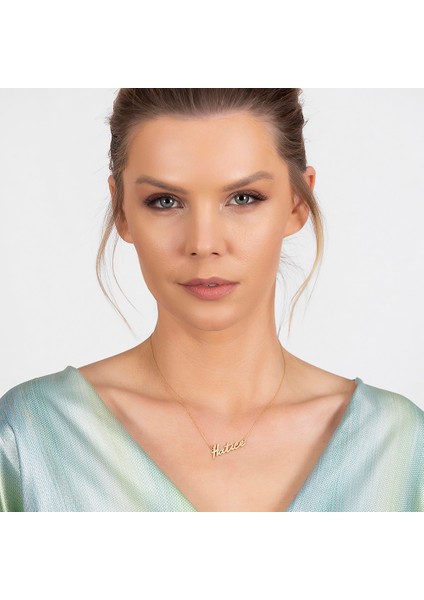 Yatay Tasarım Isme Özel Yazılı Rose Renk 925 Ayar Gümüş Bayan Kolye indirimleri