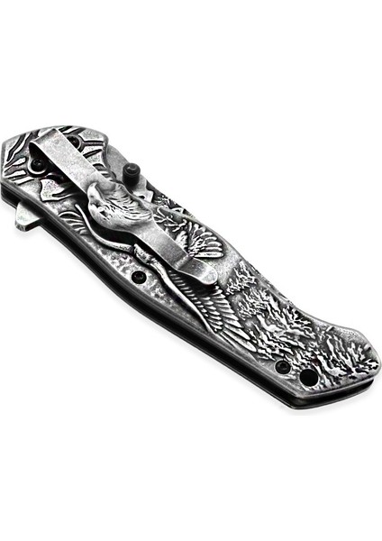 Sibirya Kartal Desenli Metal Saplı Isme Özel 9CR18MOV Kalite Paslanmaz Çelik Avcı Kamp Bıçağı fiyatları