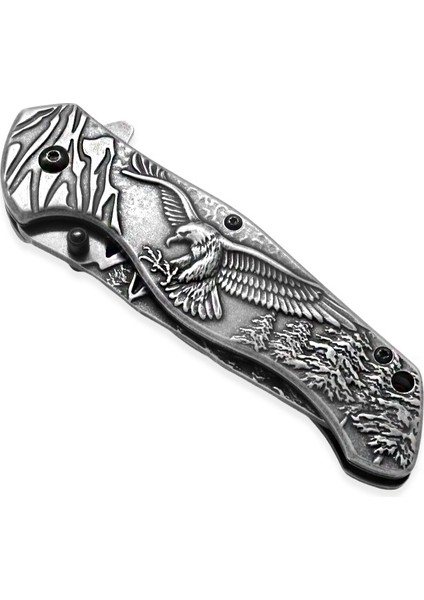 Sibirya Kartal Desenli Metal Saplı Isme Özel 9CR18MOV Kalite Paslanmaz Çelik Avcı Kamp Bıçağı modelleri