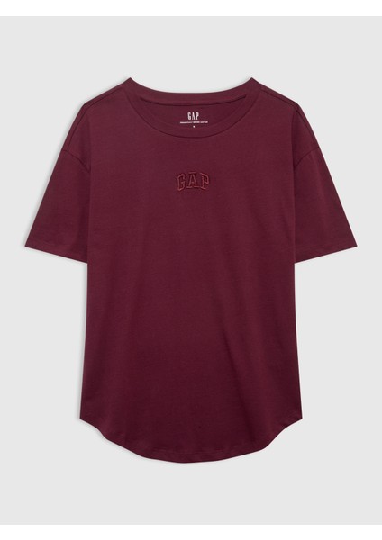 Kadın Bordo Arch Gap Logo T-Shirt