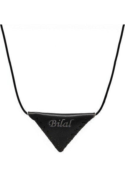 Ip Zincirli Isme Özel Yazılı Siyah Gerçek Deriden El Yapımı Erkek Cevşen Kolye