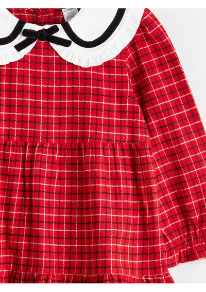 Lcw Yeni Sezon Bebe Yaka Ekose Desenli Kız Çocuk Elbise modelleri