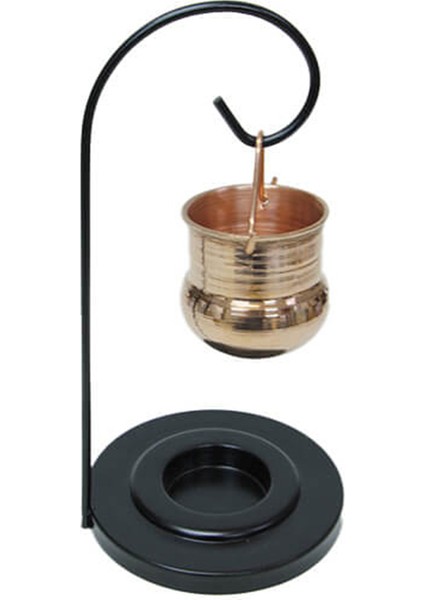 Standlı Kazan Tasarım Bronz Renkli Metal Buhurdanlık