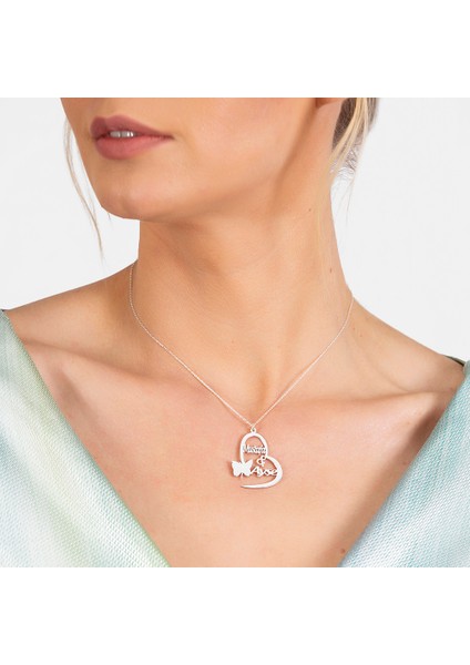 Kişiye Özel Isim Tarih Yazılı 925 Ayar Gümüş Kelebek Kalp Kolye fırsatları