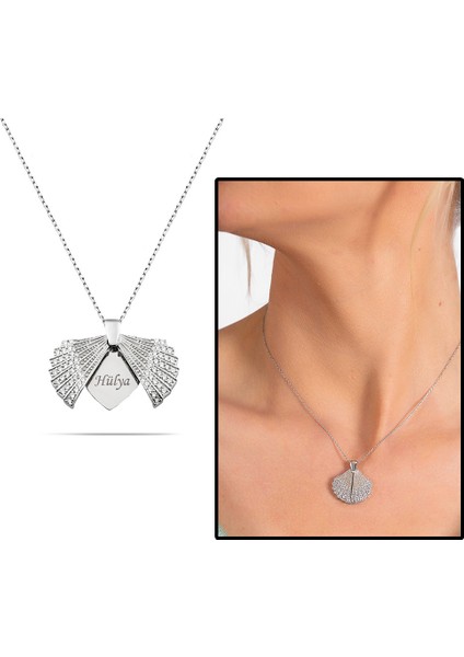 Zirkon Taşlı Istiridye Tasarım Isme Özel Yazılı 925 Ayar Gümüş Kadın Kolye fiyatları