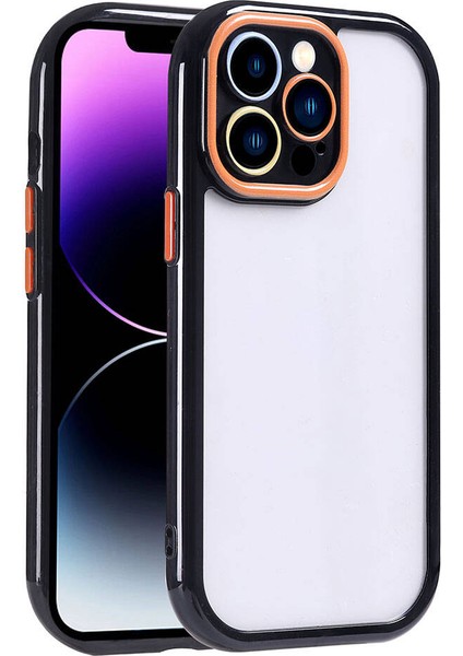 Apple iPhone 14 Pro Max Kılıf Kamera Korumalı Renkli Kenar ve Çerçeve Tasarımlı Mbvo Vitamin Kapak-Siyah