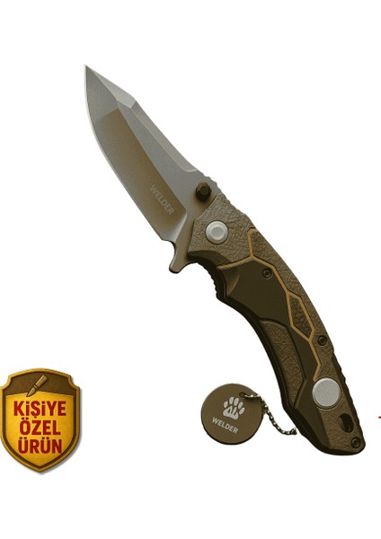 Gri - Siyah Fiber Saplı Isme Özel Yazılı 9CR18MOV Kalite Paslanmaz Çelik Avcı ve Kamp Bıçağı fırsatları