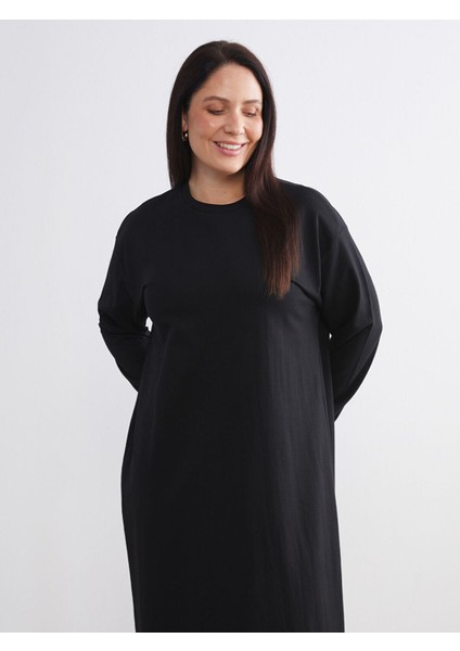 Lcw Yeni Sezon Cey Yeni Sezon Büyük Beden Bisiklet Yaka Sweatshirt Elbise