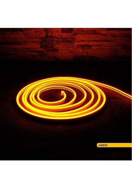Neon Amber Işık Hortum LED 12V ( 10 Metre ) Dış Mekan