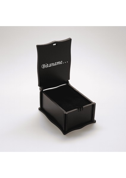 Hediye Notu Yazılı Siyah Ahşap Kolye Küpe Bileklik Set Takı Kutusu - M1 fiyatları