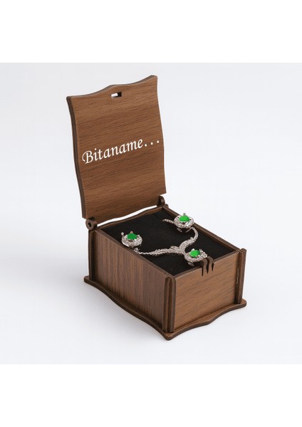 Hediye Notu Yazılı Kahverengi Ahşap Kolye Küpe Bileklik Set Takı Kutusu - M1 modelleri