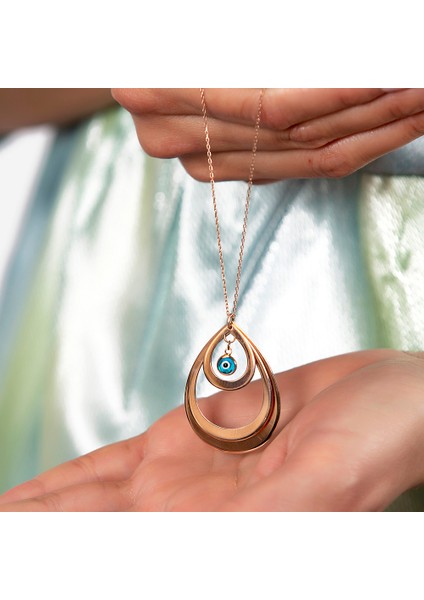 Isme Özel Yazılı Rose Renk 925 Ayar Gümüş Bayan Üç Damla Kolye modelleri