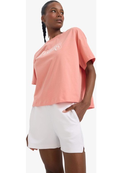 Fit NBA Los Angeles Lakers Oversize Geniş Kalıp Bisiklet Yaka Kısa Kollu Tişört