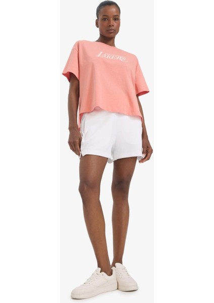 Fit NBA Los Angeles Lakers Oversize Geniş Kalıp Bisiklet Yaka Kısa Kollu Tişört