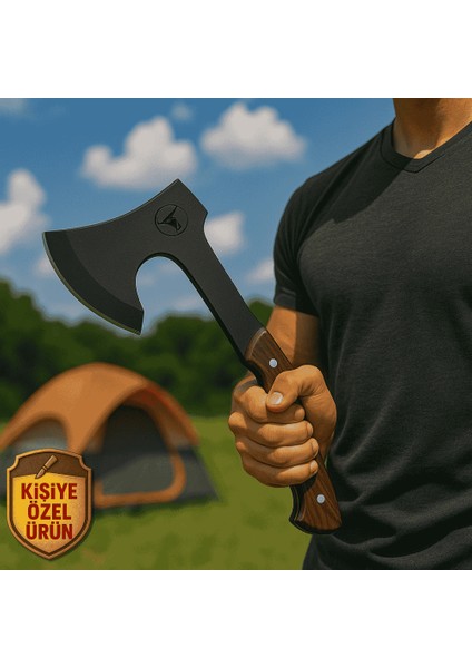 Ceviz Ağacı Saplı Isme Özel Yazılı 9CR13MOV Kalite Paslanmaz Çelik Nacak Balta fırsatları