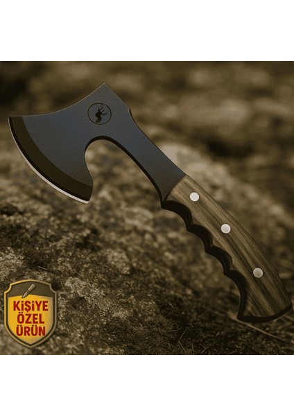 Ceviz Ağacı Saplı Isme Özel Yazılı 9CR13MOV Kalite Paslanmaz Çelik Nacak Balta indirimleri