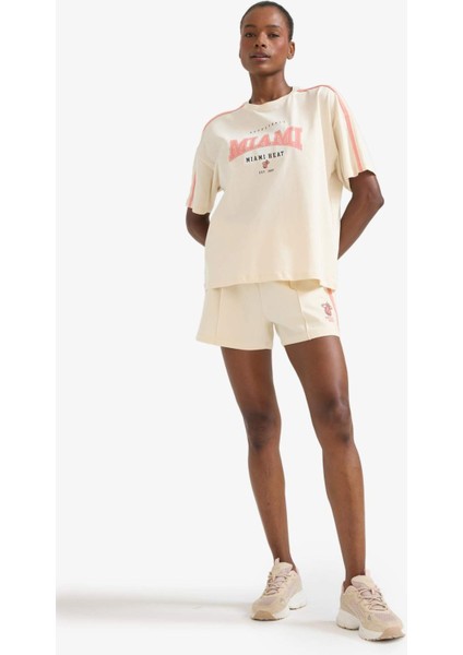 NBA Miami Heat Oversize Geniş Kalıp Bisiklet Yaka Kısa Kollu Tişört E3825AX25SM