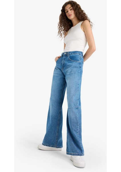 Barrel Fit Normal Bel Bilek Boy Jean Yıkamalı Pantolon F5374AX25HS