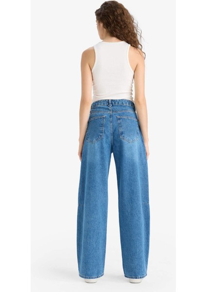 Barrel Fit Normal Bel Bilek Boy Jean Yıkamalı Pantolon F5374AX25HS