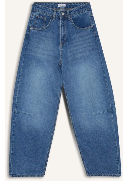 Barrel Fit Normal Bel Bilek Boy Jean Yıkamalı Pantolon F5374AX25HS