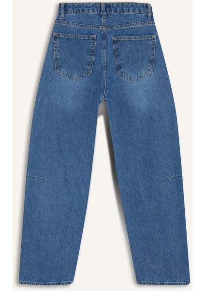 Barrel Fit Normal Bel Bilek Boy Jean Yıkamalı Pantolon F5374AX25HS