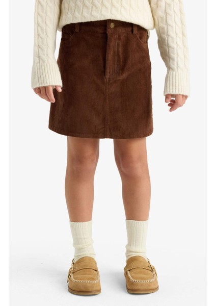 Kız Çocuk Pamuklu Fitilli Kadife Etek F4125A825WN