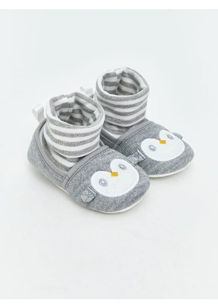 Penguen Figürlü Erkek Bebek Çoraplı Ev Ayakkabısı (W5)