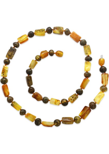 Doğal Form Bal Kahverengi Hareli Hakiki Damla Kehribar Taşlı Erkek Kolye