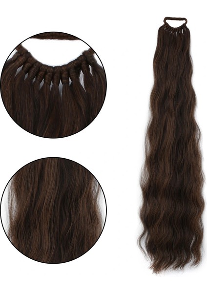 Lastik Tokalı At Kuyruğu Su Dalgalı - Kahve Karamel fiyatları