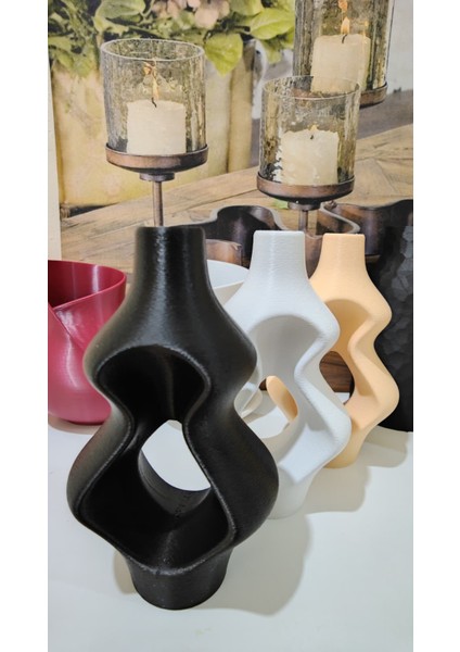 Taş Dokulu Çift Biblo & Vazo Takımı | Pla 3D Doğa Dostu Aşk Tasarımı fiyatları