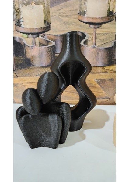 Taş Dokulu Çift Biblo & Vazo Takımı | Pla 3D Doğa Dostu Aşk Tasarımı indirimleri