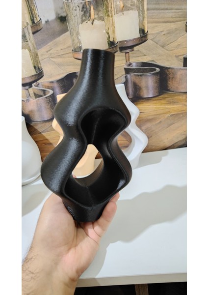 Taş Dokulu Çift Biblo & Vazo Takımı | Pla 3D Doğa Dostu Aşk Tasarımı