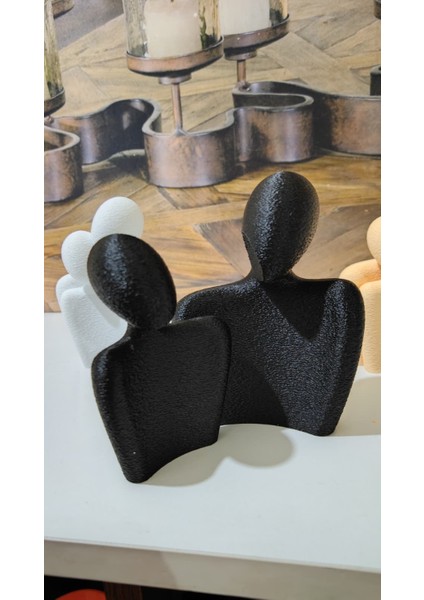 Taş Dokulu Çift Biblo & Vazo Takımı | Pla 3D Doğa Dostu Aşk Tasarımı