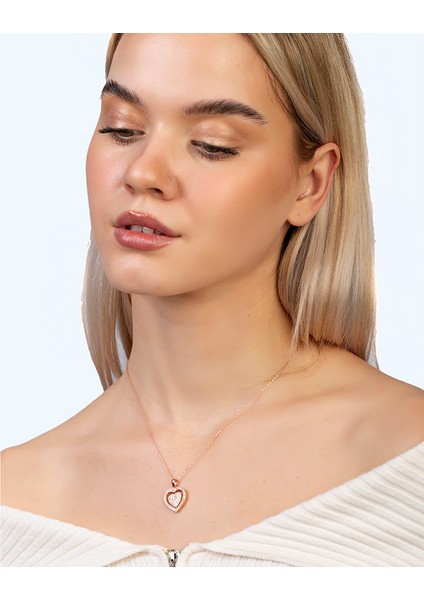 Zirkon Taşlı Kalp Model Rose Renk Isme Özel Yazılı 925 Ayar Gümüş Kadın Kolye indirimleri