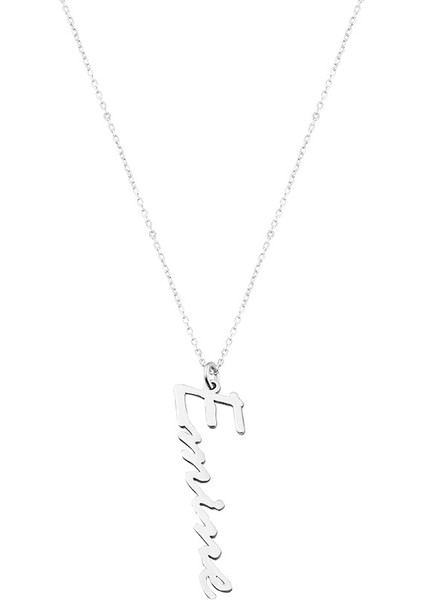 Dikey Tasarım Isme Özel Yazılı 925 Ayar Gümüş Bayan Kolye