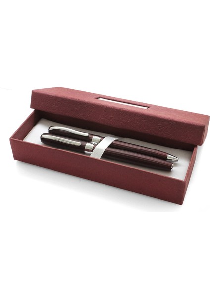 Isme Özel Yazılı Bordo Renk Roller Tükenmez Kalem Seti modelleri