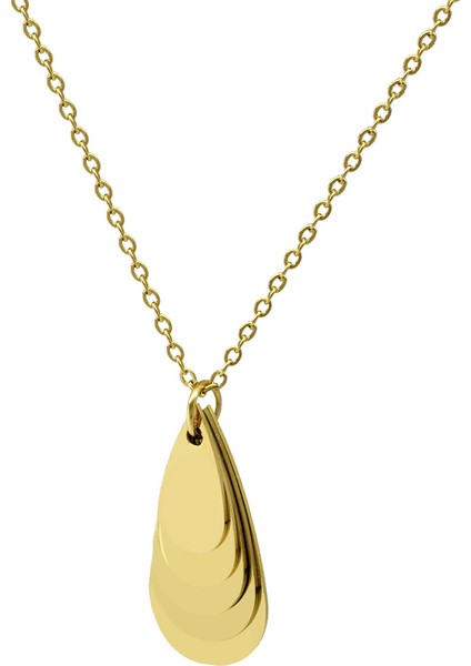 Altın Renk Su Damlası Tasarım Aile Temalı Kişiye Özel Çelik Kadın Kolye - En Fazla 5 Isim modelleri