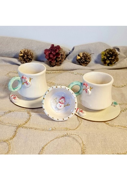 Yılbaşı Türk Kahve Fincan Elyapımı Seramik 2 Kişilik fırsatları