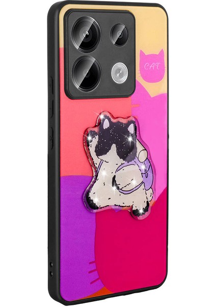 Xiaomi Redmi Note 13 Pro 5g Kılıf Parlayan Kabartmalı Ikonik Figürlü Mbvo Amas Silikon Kapak-Pembe modelleri