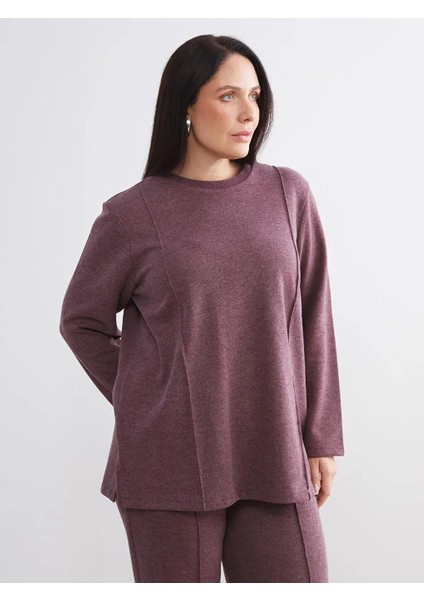 Büyük Beden Bisiklet Yaka Kadın Sweatshirt Tunik (W5) fiyatları