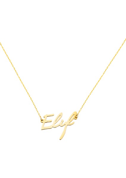 Yatay Tasarım Isme Özel Yazılı Altın Renk 925 Ayar Gümüş Bayan Kolye fiyatları