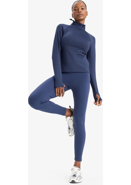 Toparlayıcı Yüksek Bel İçi Yumuşak Tüylü Beli Saran Basic Düz Sporcu Tayt W8206AZ25AU