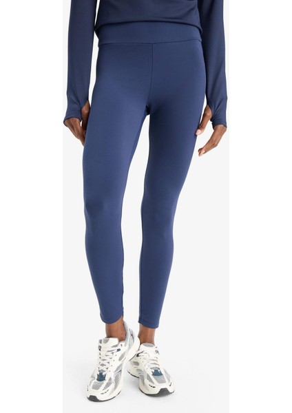 Toparlayıcı Yüksek Bel İçi Yumuşak Tüylü Beli Saran Basic Düz Sporcu Tayt W8206AZ25AU