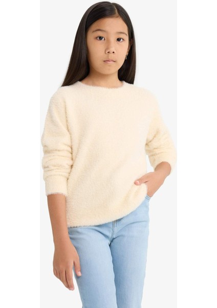 Kız Çocuk Regular Fit Bisiklet Yaka Triko Kazak Y2640A625WN